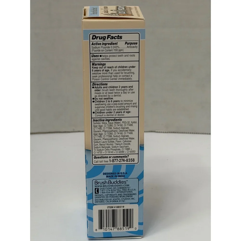 Brush Buddies Cookies n Cream Ice Cream Flavored Toothpaste 3.5oz Anticavity